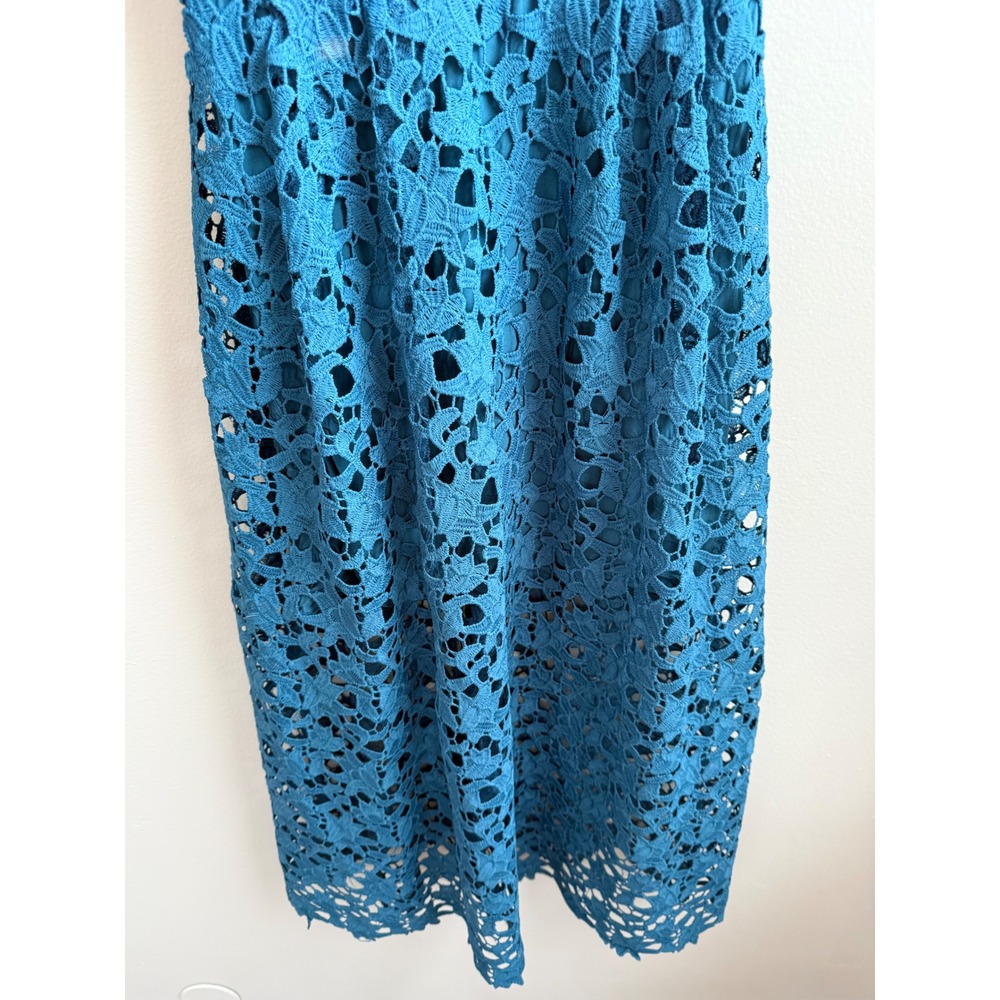 ASTR The Label Teal Blue Floral Lace Midi Dress Sleeveless Cami Wedding Guest M - Picture 5 of 12